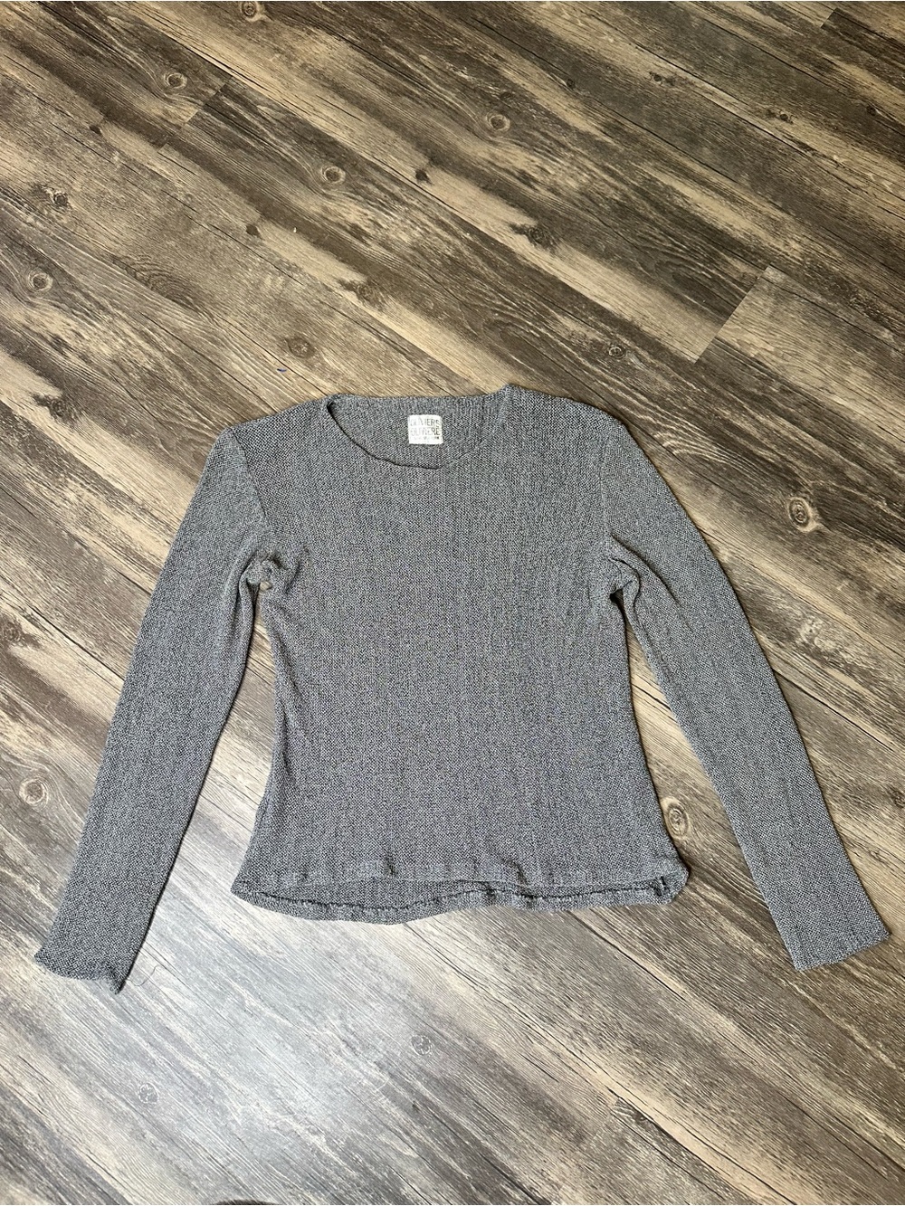 Oliviere SoHo New York Gray Marled Knit Top Womens L/S Stretch Sweater Small